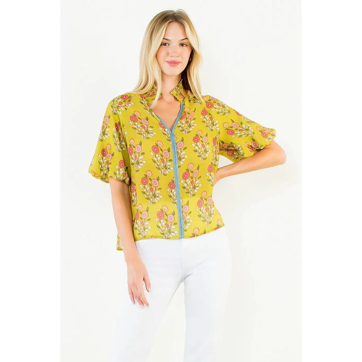 THML Top Lilah Floral Mesh Top