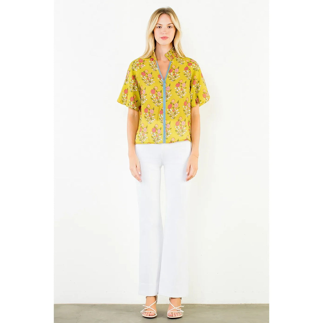 THML Top Lilah Floral Mesh Top