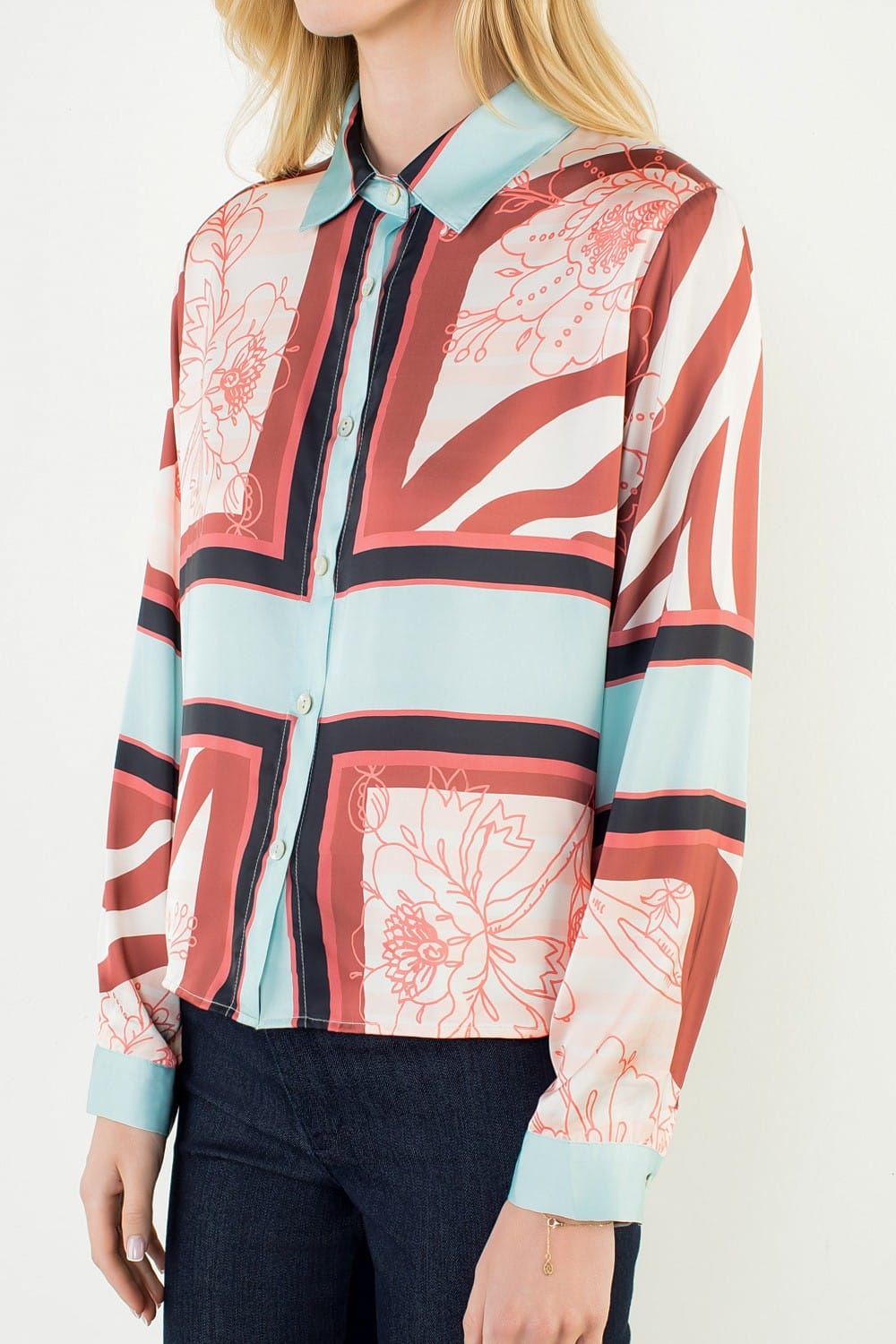 THML Top Lola Satin Pattern Top