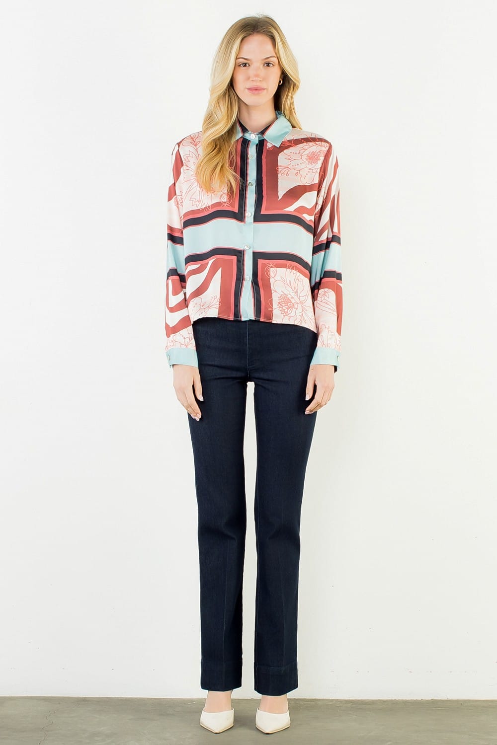 THML Top Lola Satin Pattern Top