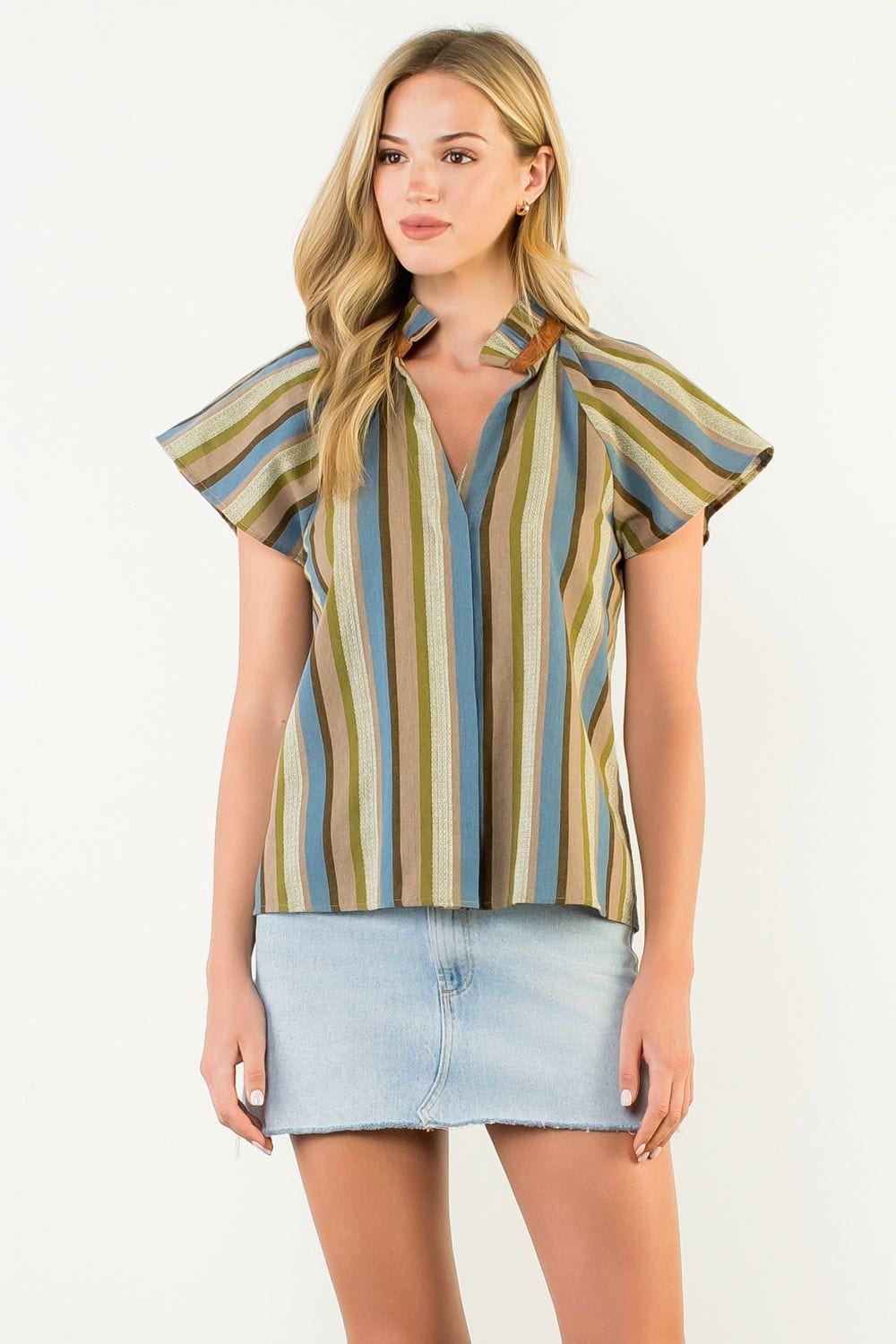 THML Top Olive / XS Hailey Striped Top