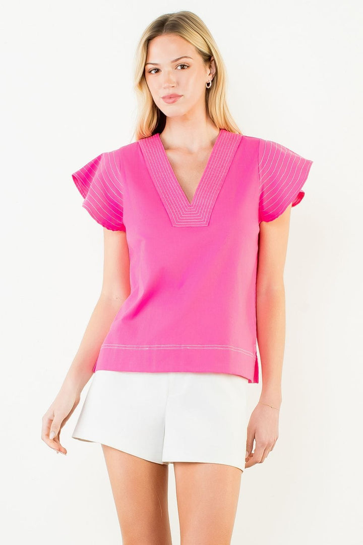 THML Top Pink / XS Daisy V-Neck Top