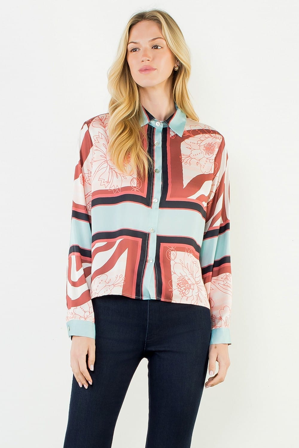 THML Top Pink / XS Lola Satin Pattern Top