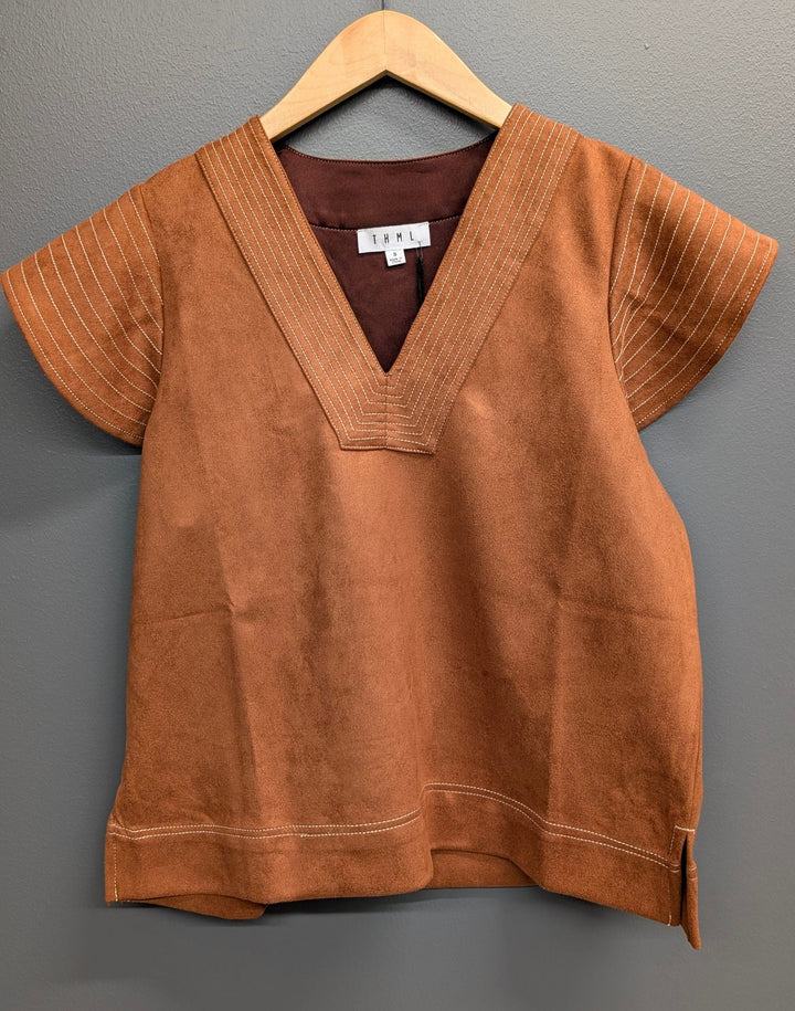 THML Top Rust / XS Eliana Flutter Suede Top