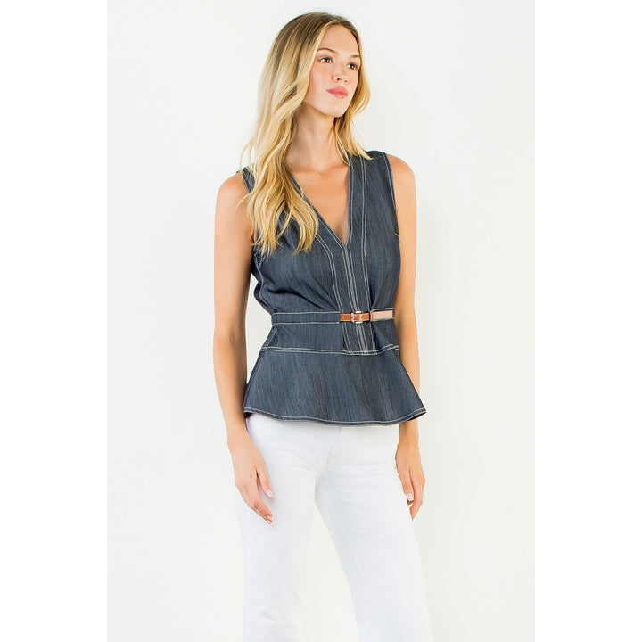 THML Top Sadie Belted Denim Top