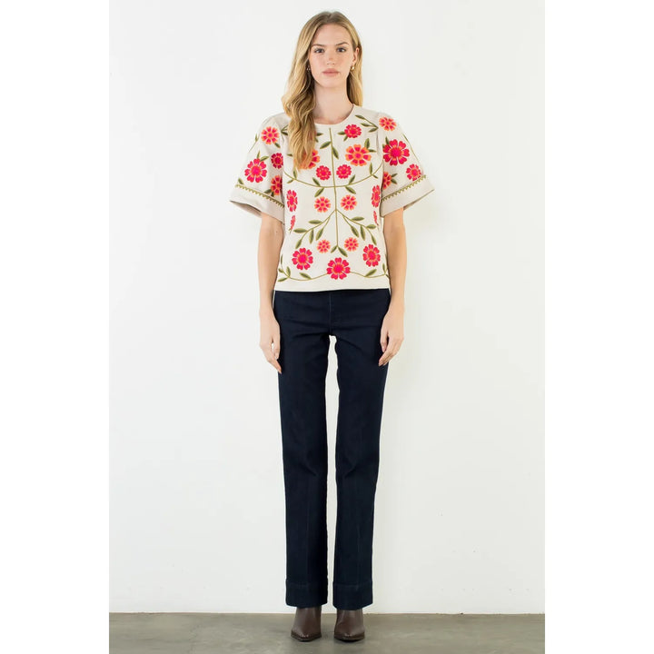 THML Top Vivian Open Back Floral Top