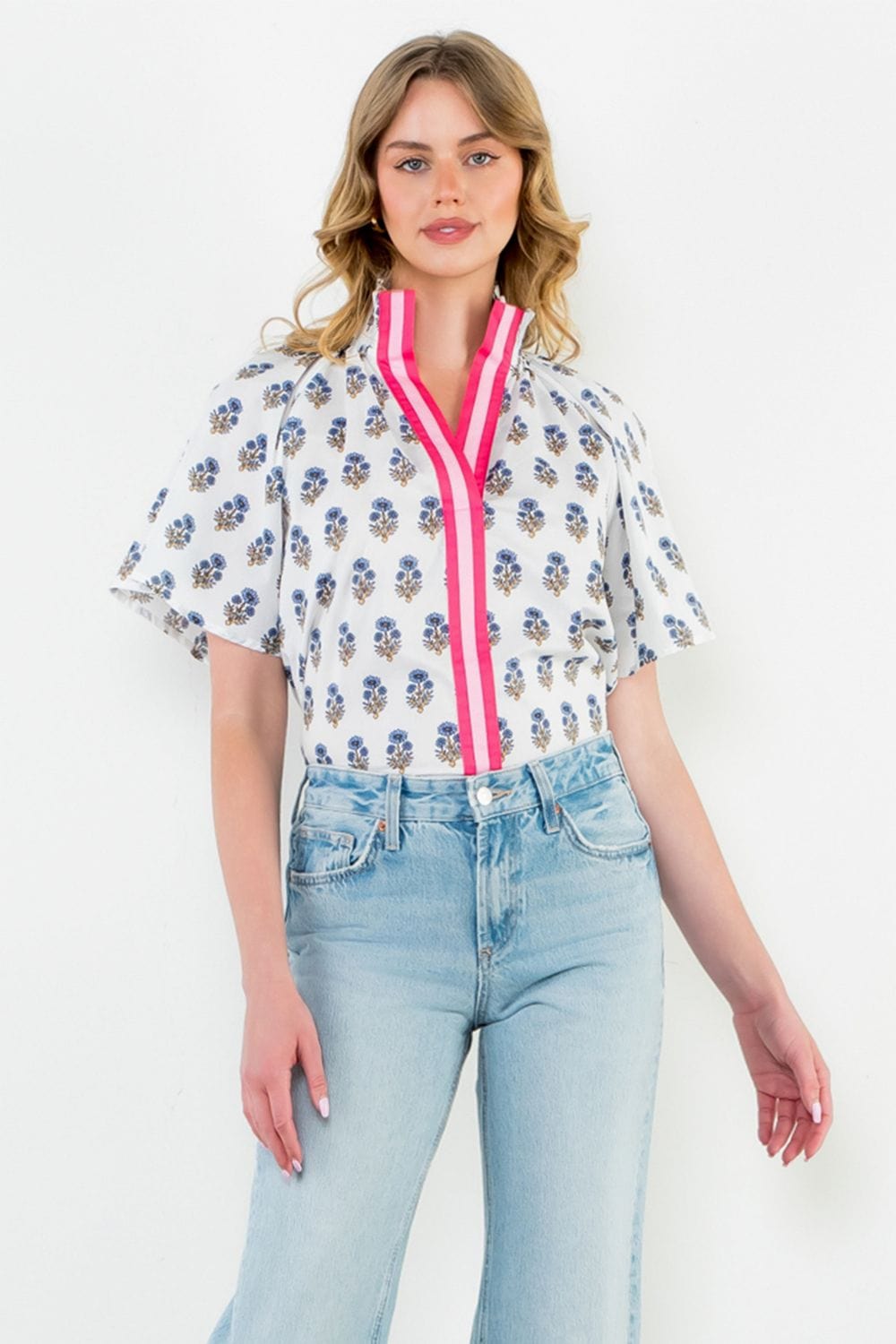 THML Top White / XS Molly Flower Print Top