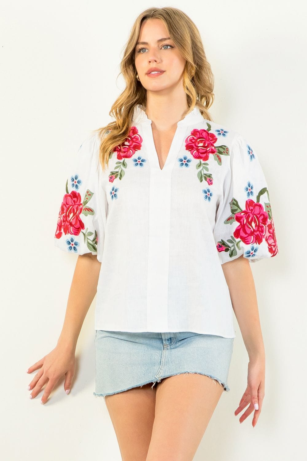 THML Top Zuri Floral Embroidered Top