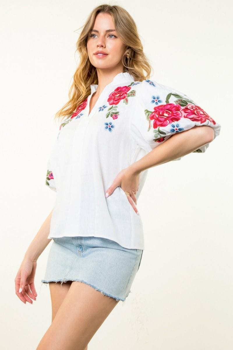 THML Top Zuri Floral Embroidered Top