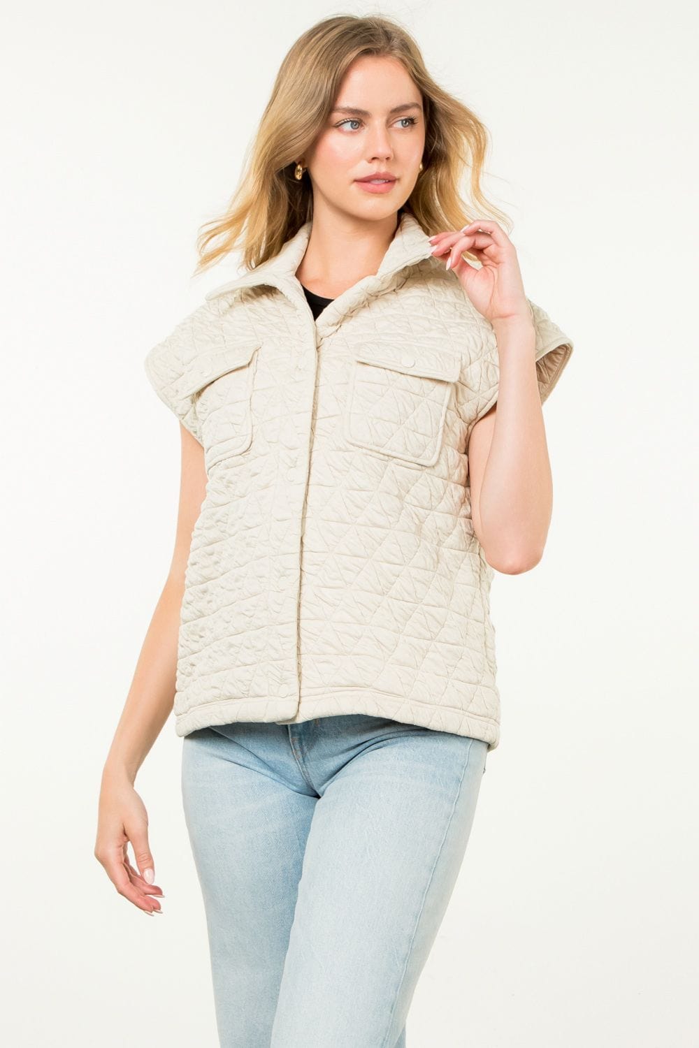 THML Vest Cream / XS Joy Button Up Vest