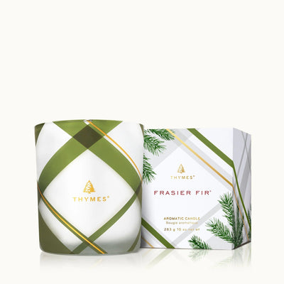 Thymes Candles 10 oz Frasier Fir Frosted Plaid Medium Candle