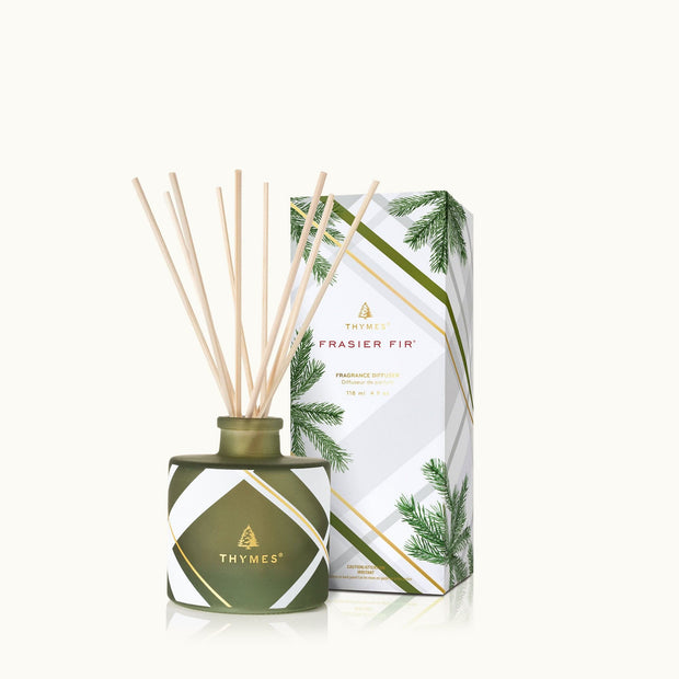 Thymes Diffuser 4 oz Frasier Fir Frosted Plaid Petite Reed Diffuser