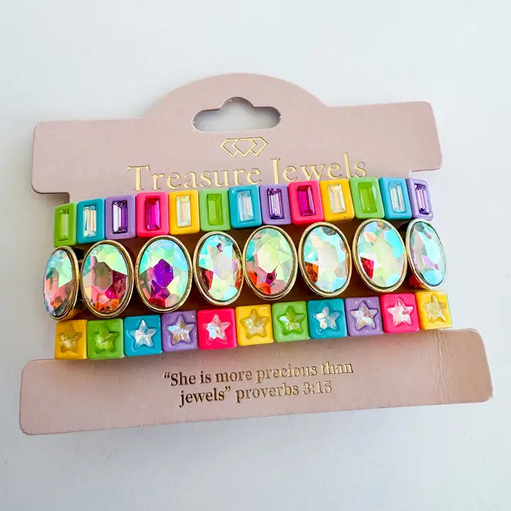 Treasure Jewels Bracelet Star of the Show Neon Colorful Stack