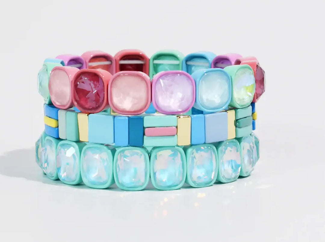 Treasure Jewels Bracelet Tile Sparkle Blue Stack