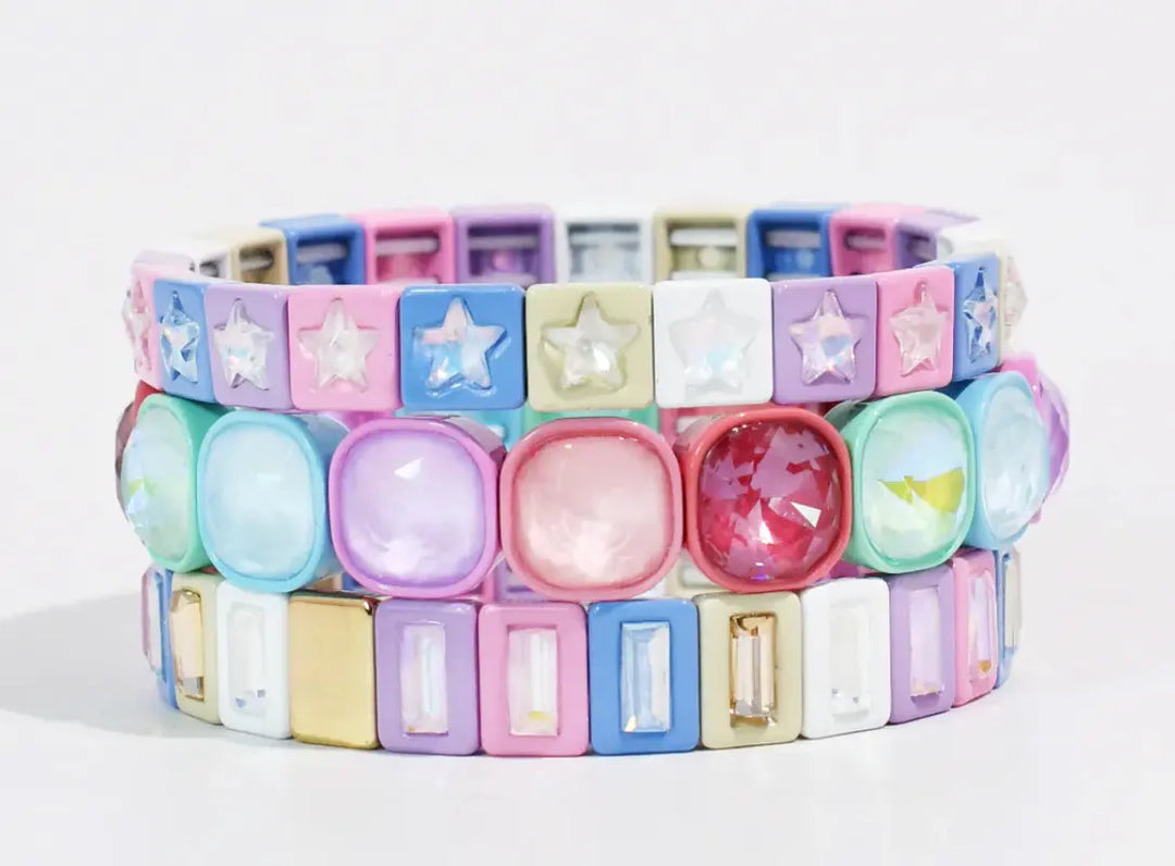 Treasure Jewels Bracelet Tile Sparkle Pastel Stack
