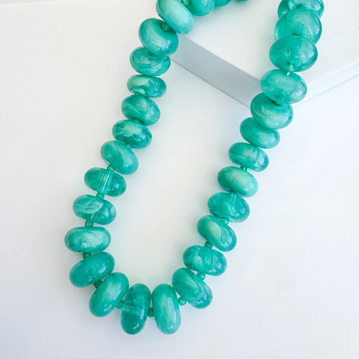 Treasure Jewels Necklace Aqua Sugar Beads Necklace