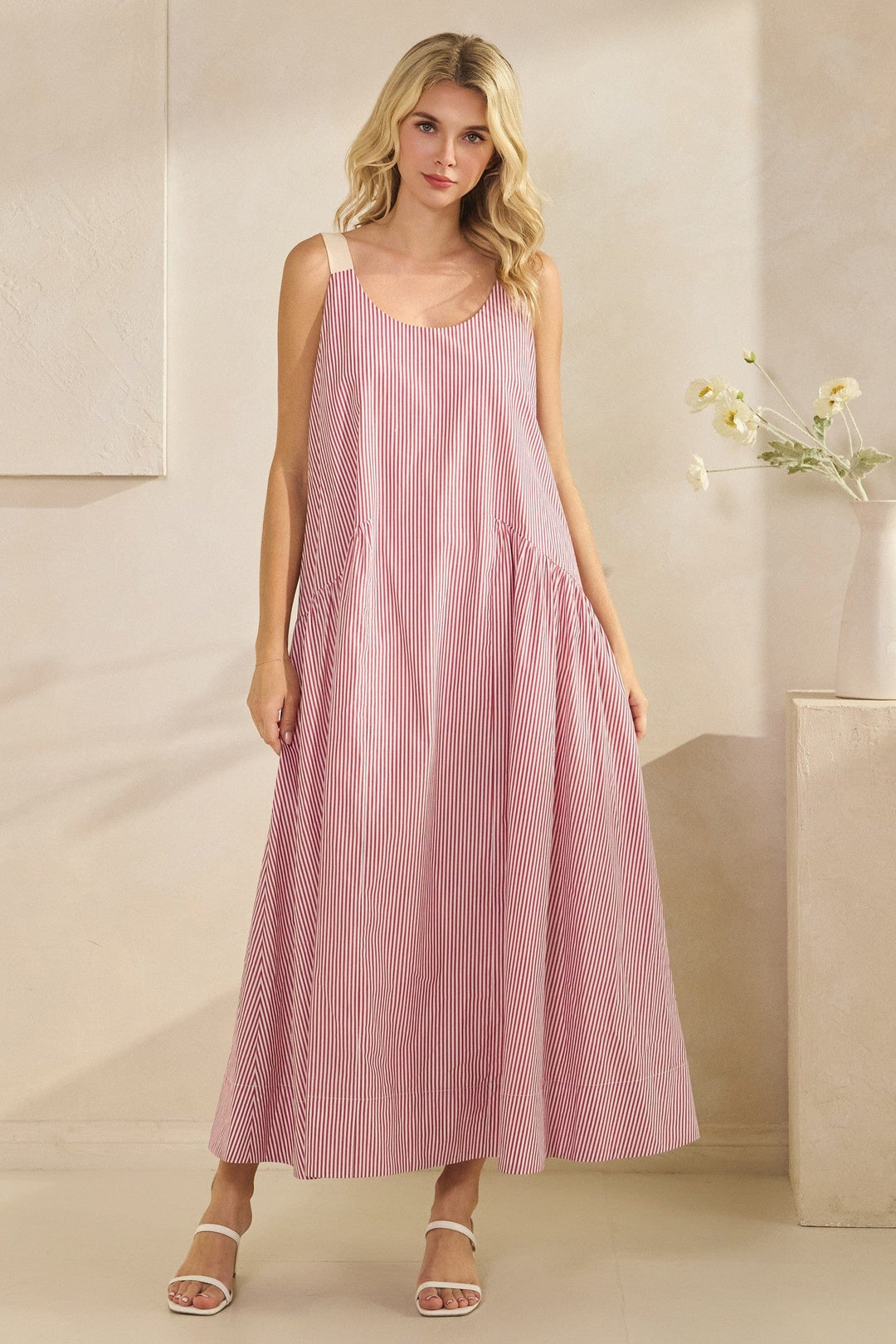 Tres Bien Dress Red / S Harlow Stripe Maxi Dress