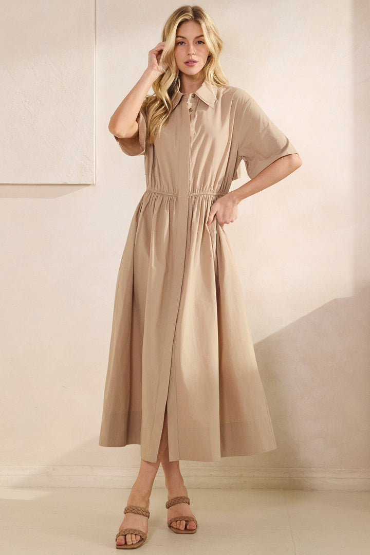 Tres Bien Dress Taupe / S Kamila Poplin Maxi Dress