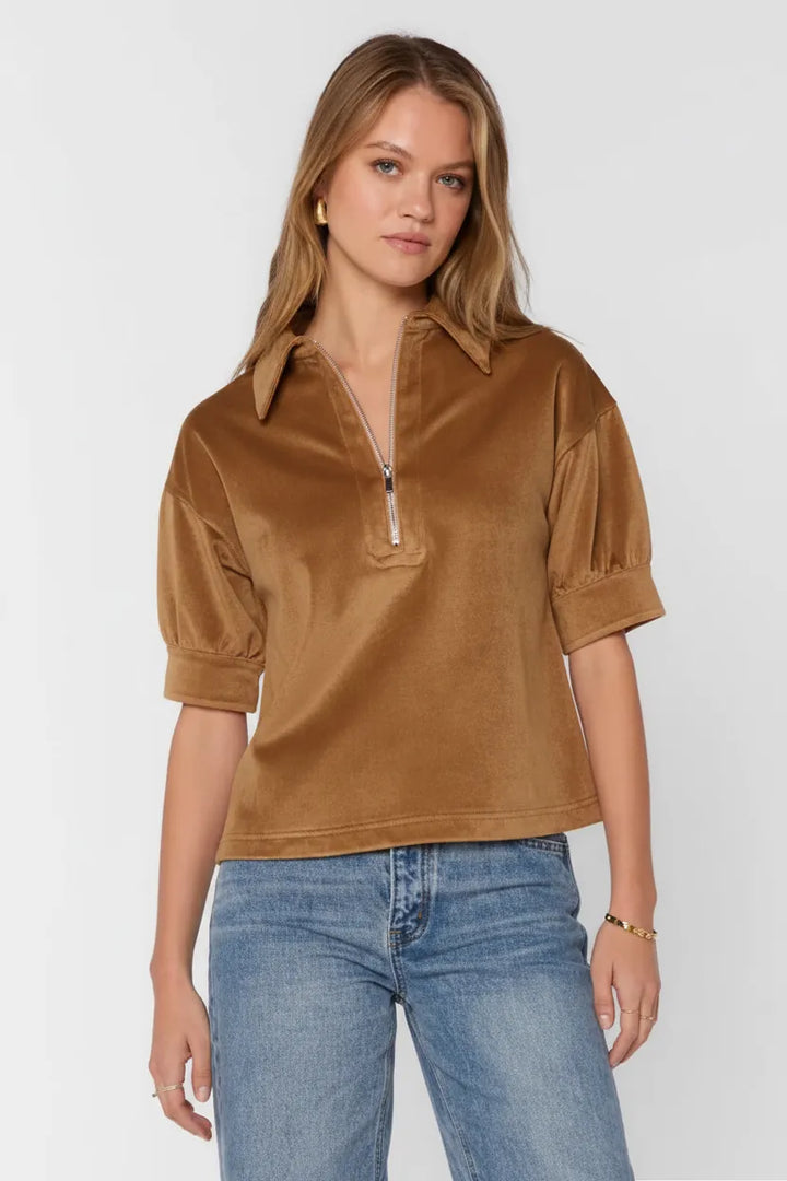 Velvet Heart Top Camel / XS Adelina Suede Top