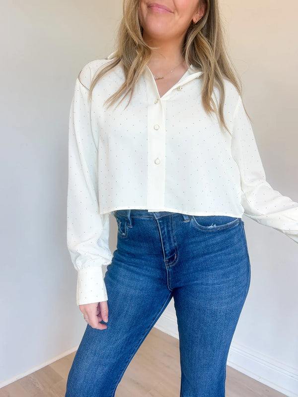 Velvet Heart Top Vanilla / XS Lilith Rhinestone Top