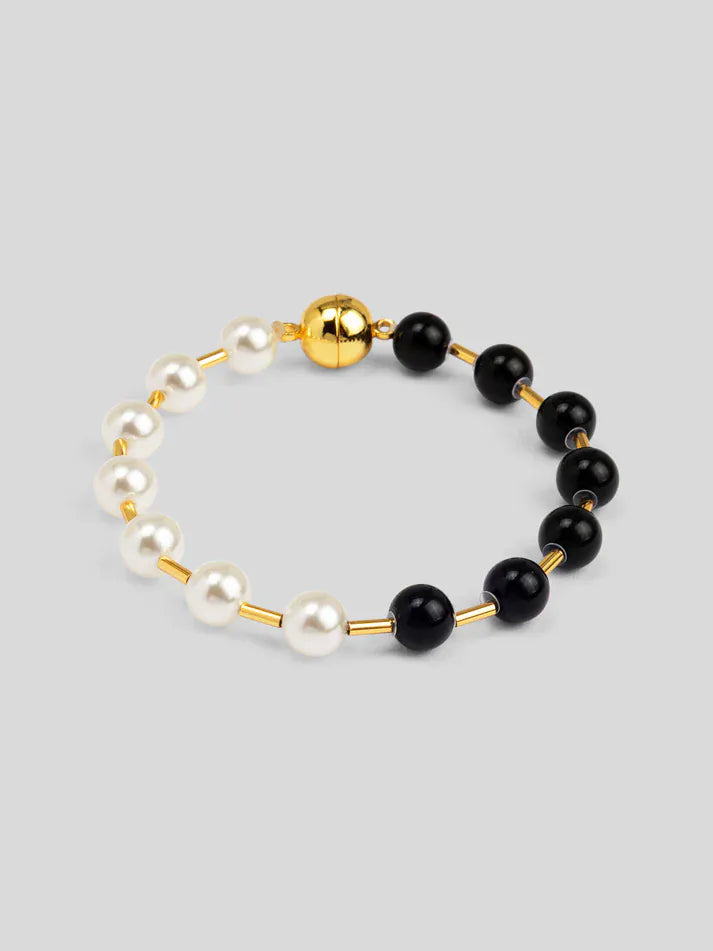 Vioroo Bracelet Black and White Pearl Beaded Bracelet