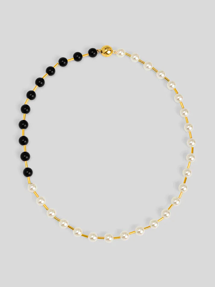 Vioroo Necklace Black and White Pearl Necklace