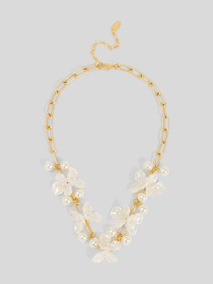 Vioroo Bloomlight chain link necklace featuring a delicate silver chain with interconnected circular links.
