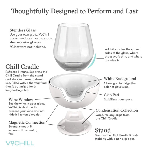 VoChill | Stemmed Wine Chiller Pair, Quartz