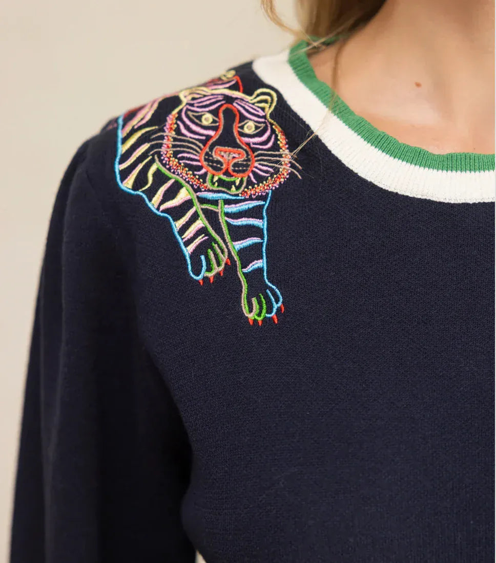Voy Sweater Tiger Embroidered Sweater
