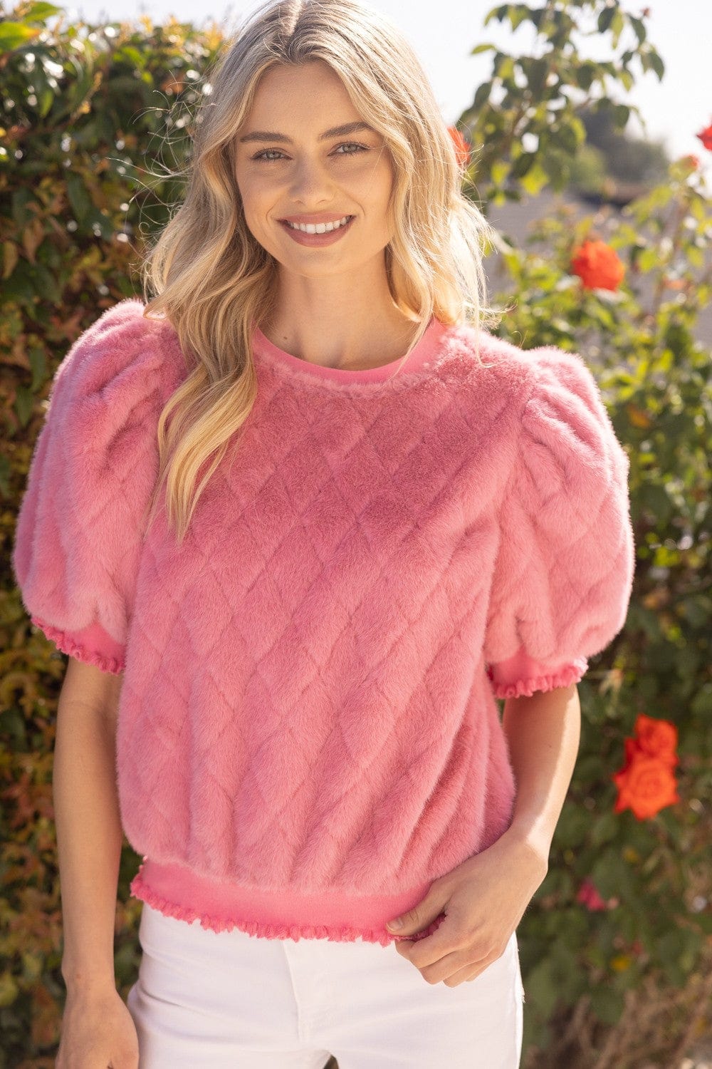 Voy Top Natalia Fuzzy Quilted Top