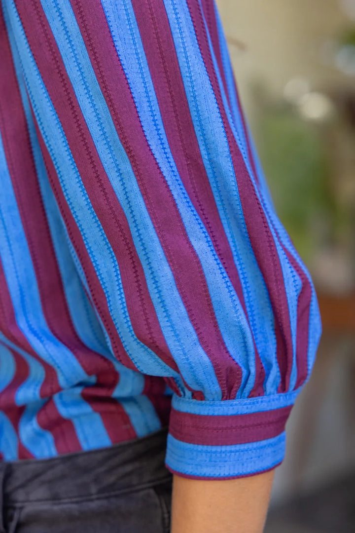 Voy Top Palmer Side Button Stripe Top