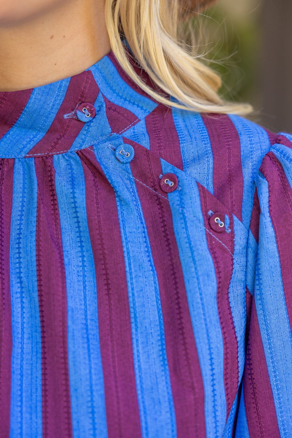 Voy Top Palmer Side Button Stripe Top