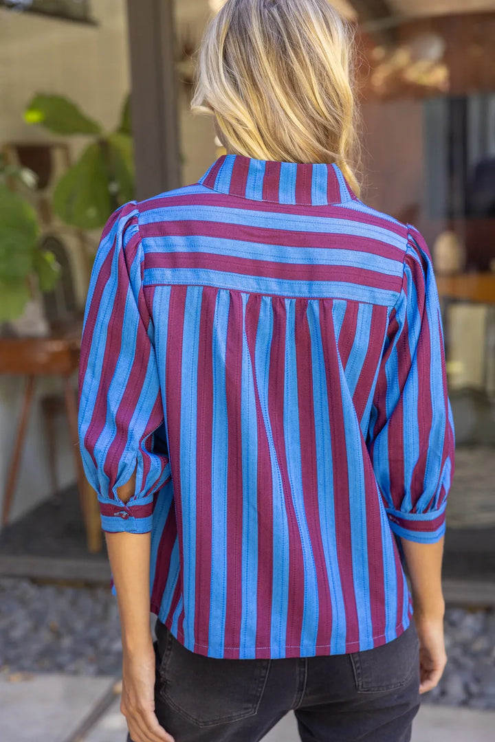 Voy Top Palmer Side Button Stripe Top