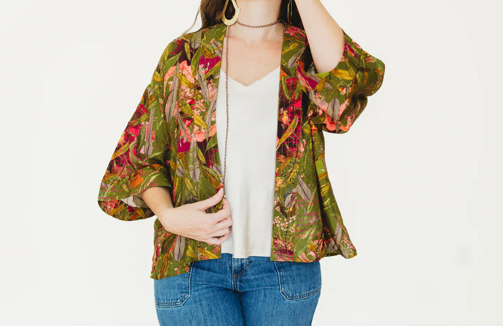 Winton and Waits Kimono Green / One size Featherington Short Kimono