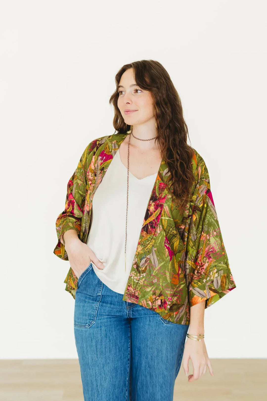 Winton and Waits Kimono Green / One size Featherington Short Kimono