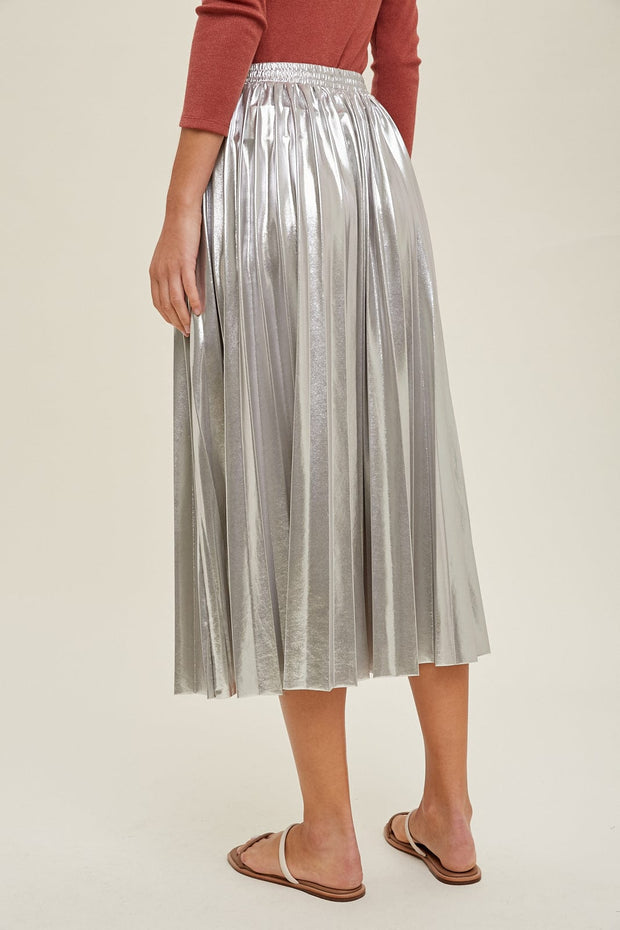 Wishlist Apparel Skirt Mayka Pleated Metallic Skirt