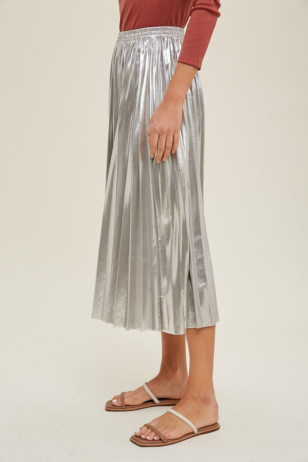 Wishlist Apparel Skirt Mayka Pleated Metallic Skirt