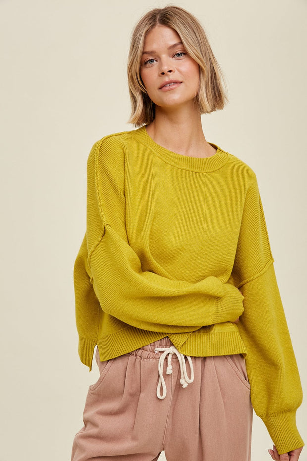 Wishlist Apparel Sweater Lime / S Maeve Relaxed Crop Sweater