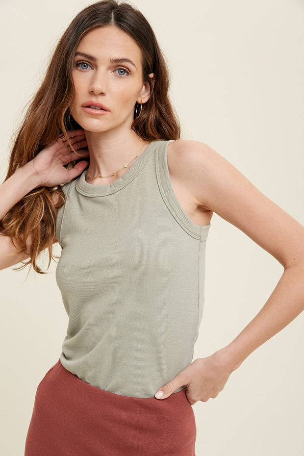 Wishlist Apparel Top Seagrass / Small Henley Ribbed Tank