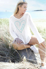 Wooden Ships by Paola Buendia Sweater Breaker White/Surf Jack Aqua / S/M Beach Lover V Cotton