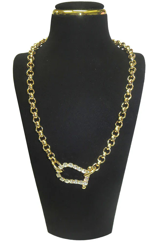 Yochi Necklace Gold Crystal Horseshoe Necklace