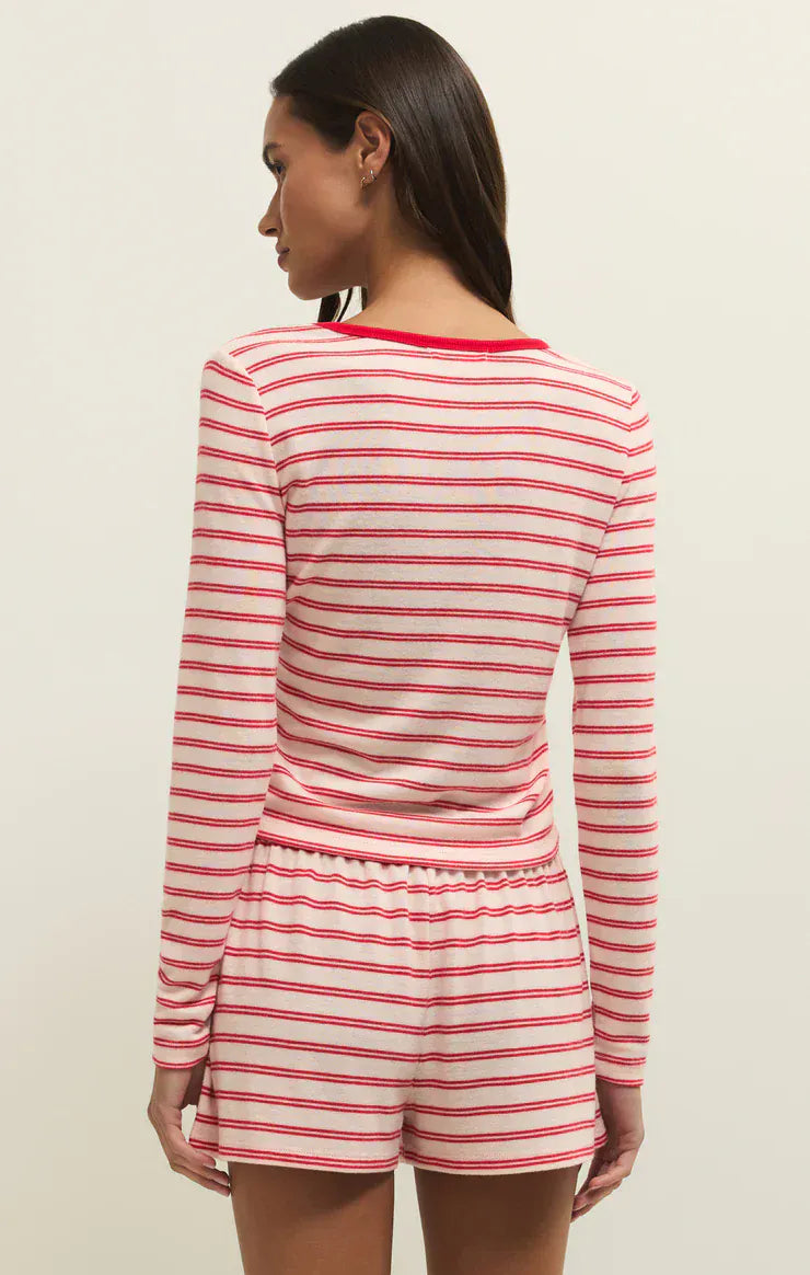 Z Supply Loungewear Night In Stripes Long Sleeve Top