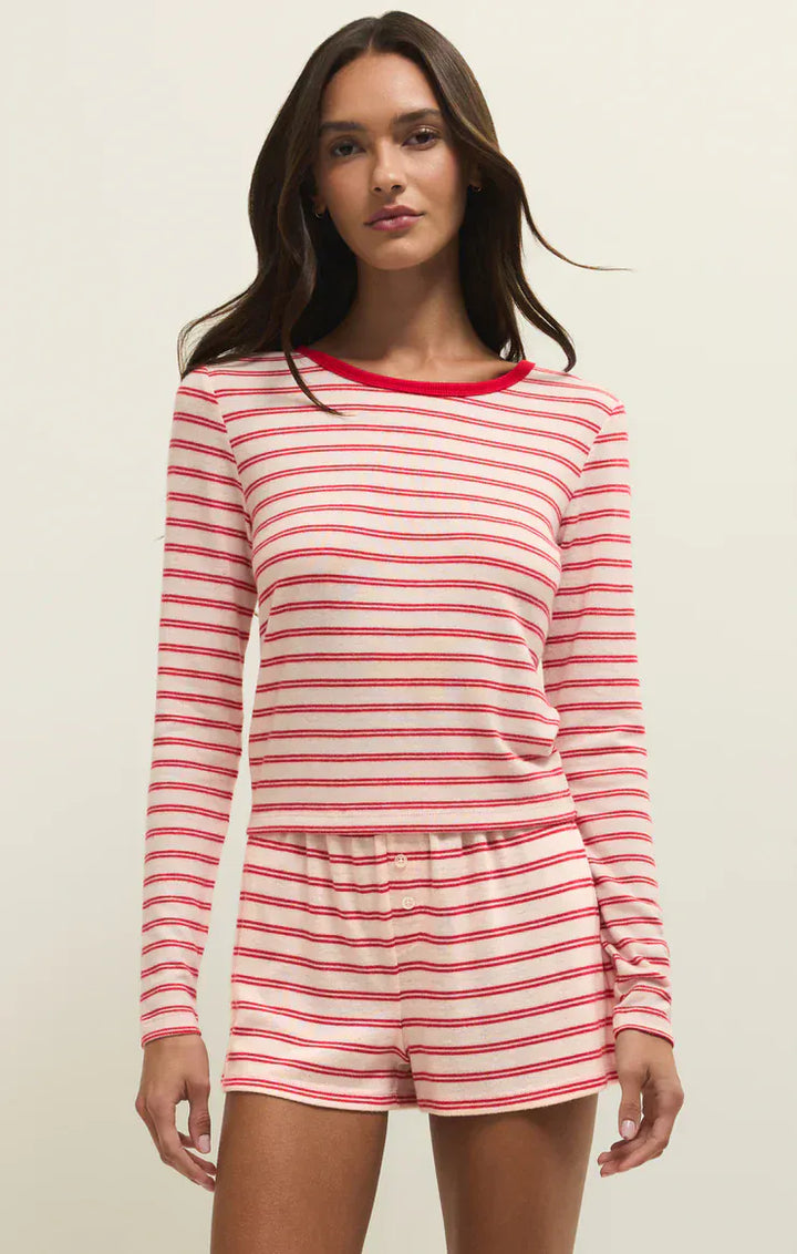 Z Supply Loungewear Night In Stripes Long Sleeve Top
