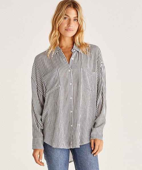 Lalo Button Up Top Stripe | Teal Poppy