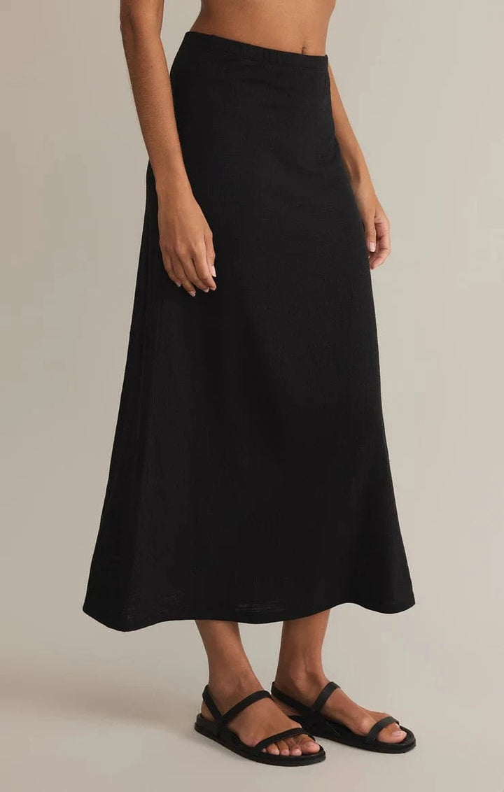 Z Supply Skirt Black / XS Delavine Textured Midi Skirt