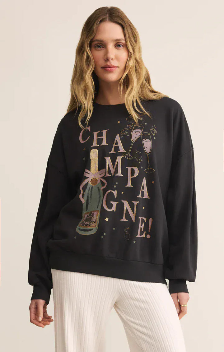 Z Supply Sweatshirt Black Sand / XS Celebrate Champagne Sweatshirt