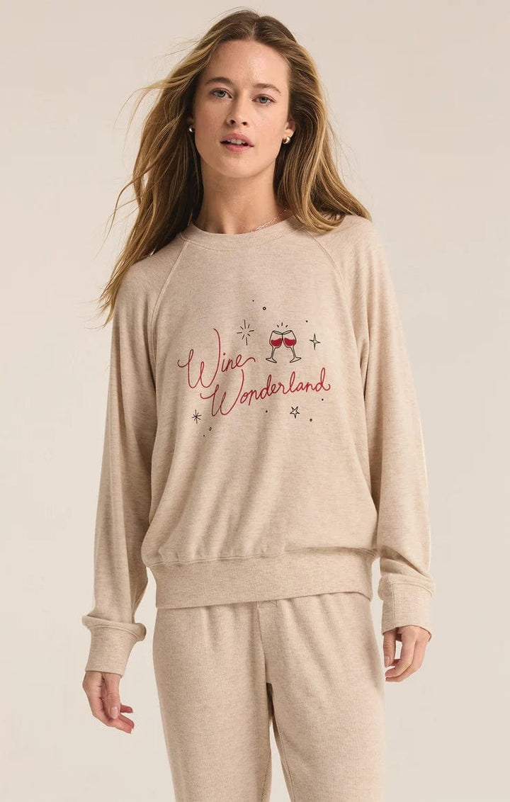 Z Supply Sweatshirt Cassie Wine Wonderland Cloud Knit Top