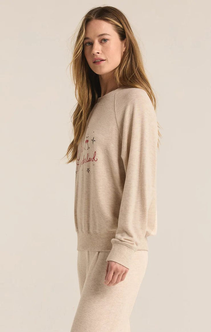 Z Supply Sweatshirt Cassie Wine Wonderland Cloud Knit Top