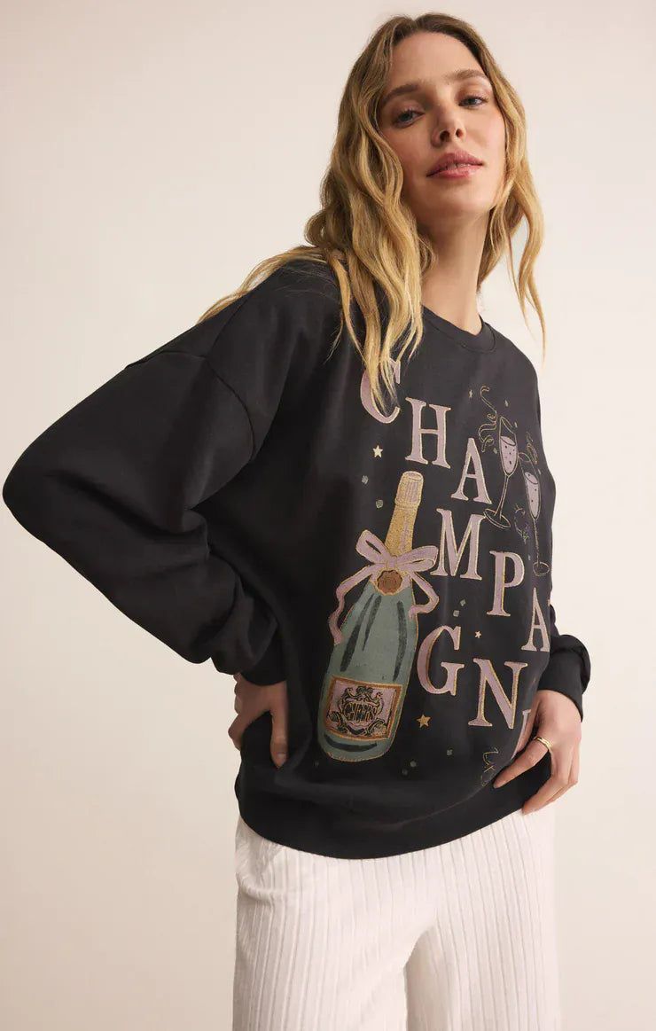 Z Supply Sweatshirt Celebrate Champagne Sweatshirt
