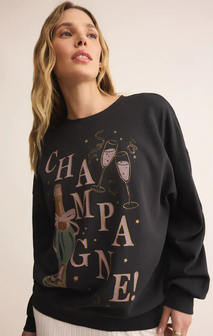 Z Supply Sweatshirt Celebrate Champagne Sweatshirt